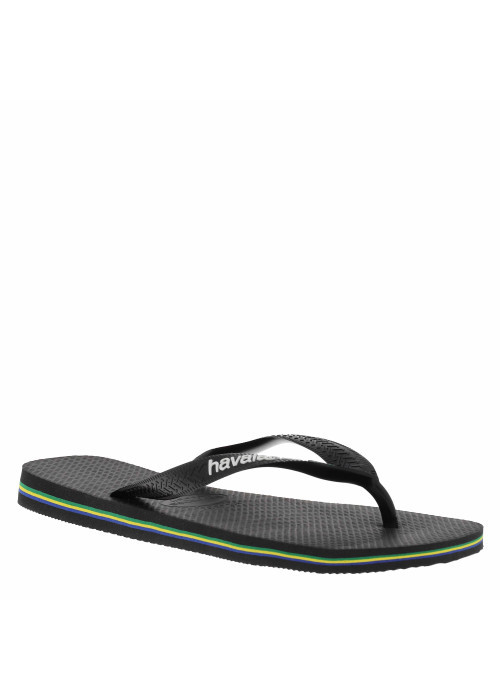 Tongs homme noires avec une semelle plate à...