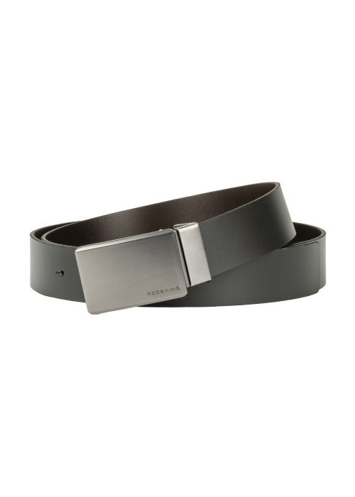 Ceinture marron unie avec une boucle métallique argentée rectangle