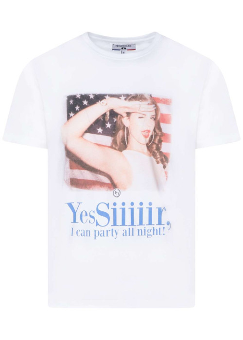 T-shirt blanc YES SIIIR en coton biologique à col rond