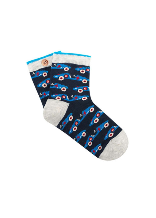 Chaussettes hautes noires fantaisie avec une coupe mi-haute