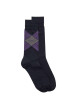 Thumbnail lot de 2 paires de chaussettes en coton mélangé noir et violet mi-hautes fantaisies à losanges - Image 2