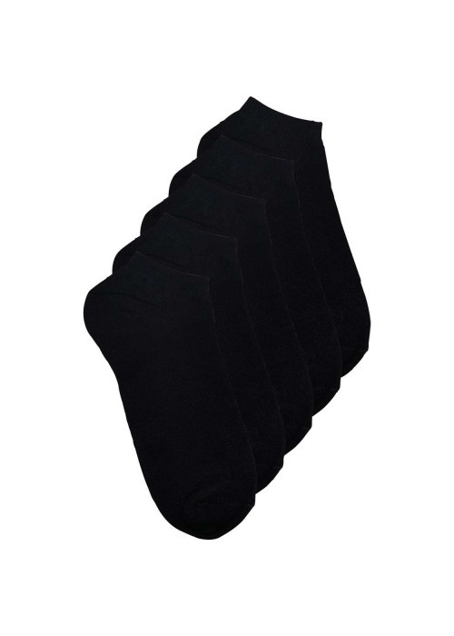 Lot de 5 paires de socquettes en coton Jacdongo noires unies