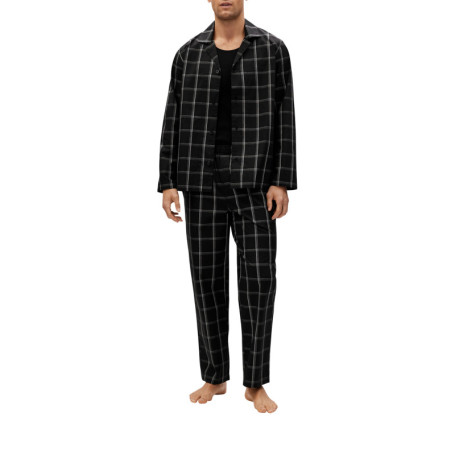 Pyjama long noir en coton fantaisie coupe...