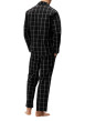 Thumbnail Pyjama long noir en coton fantaisie coupe régular avec un col cubain à manches longues - Image 5