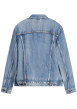 Thumbnail Blouson jean bleu en coton uni coupe régular col français à manches longues - Image 2