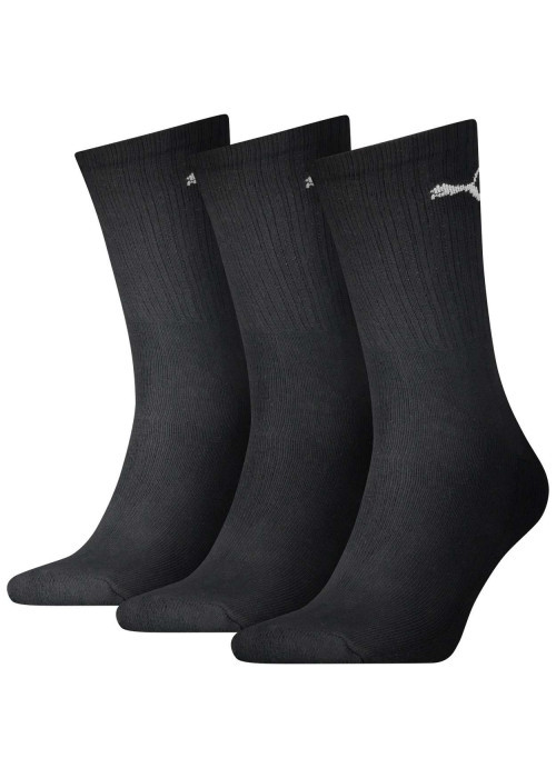 Lot de 3 paires de chaussettes noires en coton mélangé hautes logotypées