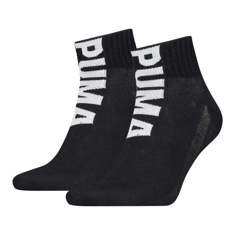 Puma - Lot De 2 Paires De Chaussettes Noires Mi-hautes Logotypées - Noir