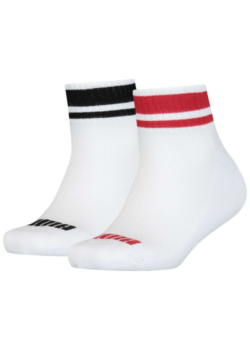 Lot de 2 chaussettes mi-hautes blanches fantaisies en coton mélangé