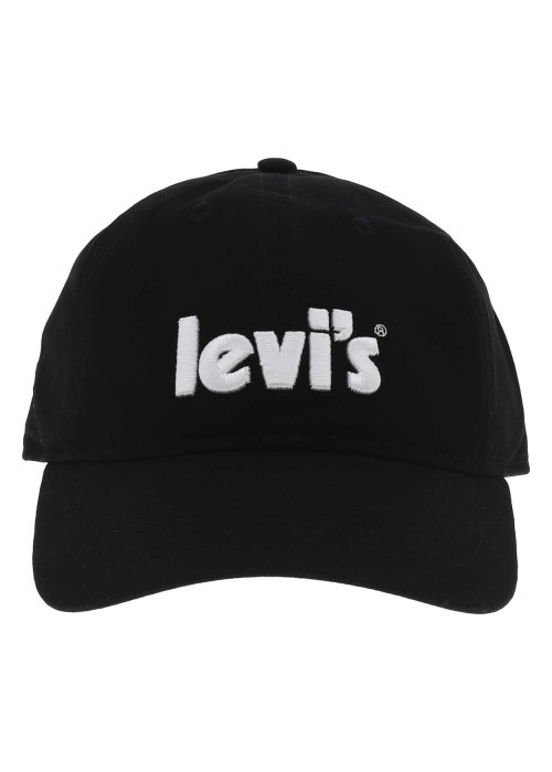Casquette noire unie en coton à logo brodé et une bande auto agrippante