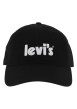 Thumbnail Casquette noire unie en coton à logo brodé et une bande auto agrippante