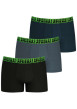 Thumbnail Lot de 3 boxers classiques en coton stretch noir, gris et jean à ceintures élastiquées élargies