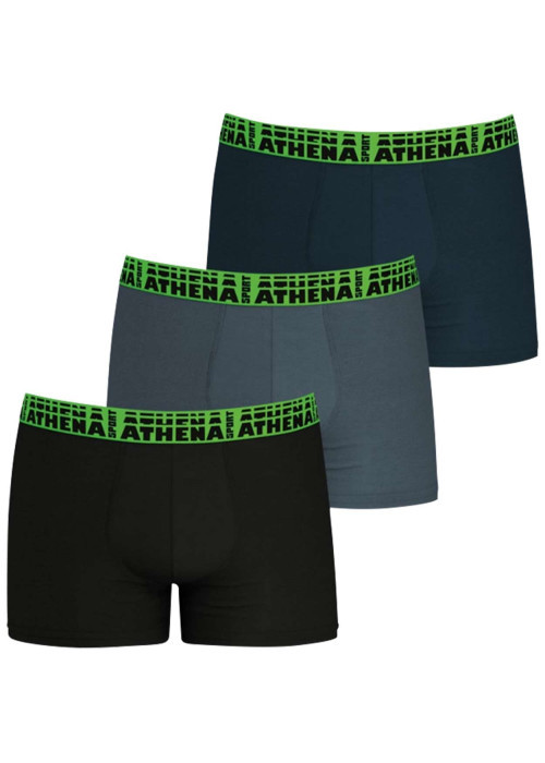 Lot de 3 boxers classiques en coton stretch noir, gris et jean à ceintures élastiquées élargies