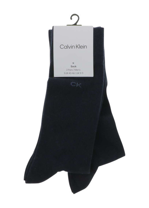 Lot de 2 chaussettes hautes marine avec logo de la marque brodé sur la tige