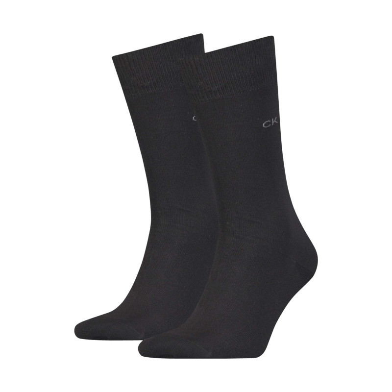 Calvin Klein Jeans - Lot De 2 Paires De Chaussettes Hautes Noires En Coton Mélangé Unies - Noire Calvin Klein Jeans - Lot De 2 Paires De Chaussettes Hautes Noires En Coton Mélangé Unies - Noire