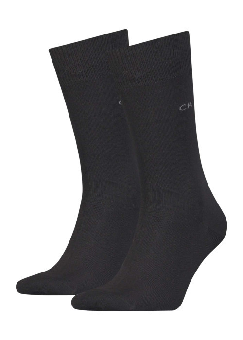 Lot de 2 paires de chaussettes hautes noires en coton mélangé unies