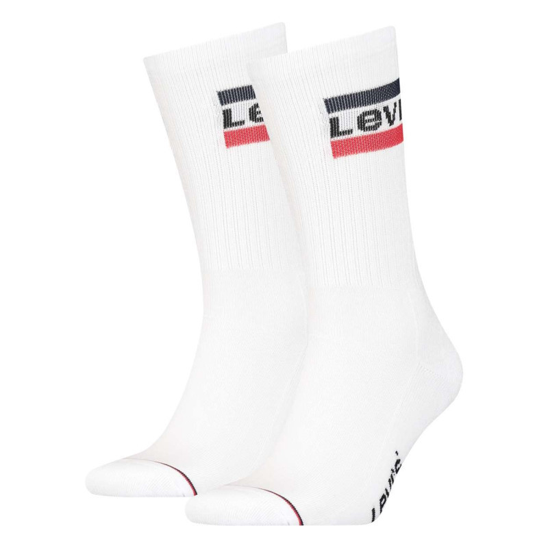 Levi's® - Lot De 2 Paires De Chaussettes Hautes Blanches En Coton Mélangé Unies Avec Une Coupe Haute -