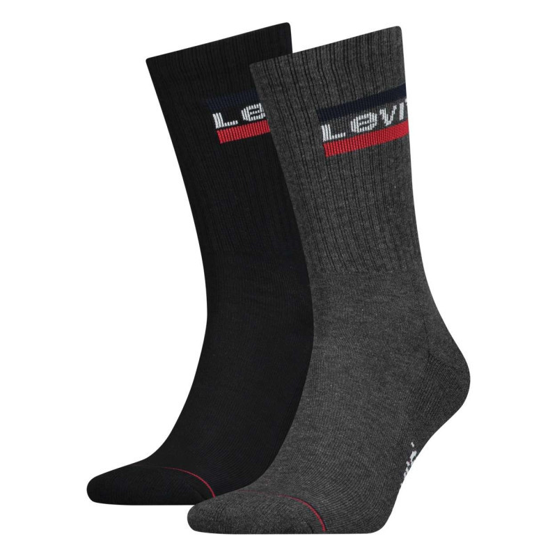 Levi's® - Lot De 2 Paires De Chaussettes Hautes Noires En Coton Mélangé Unies Avec Une Coupe Haute -