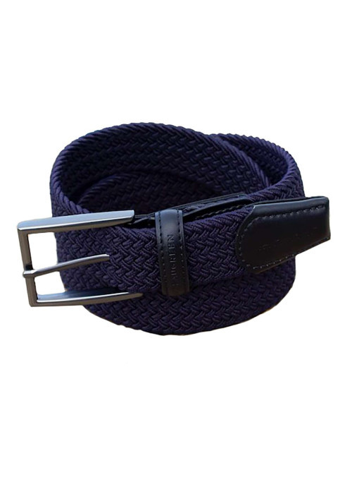 Ceinture marine unie tressée avec extrémité et passant uni