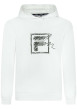 Thumbnail Sweat à capuche blanc en coton uni avec logo floqué coupe droite à manches longues