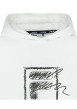 Thumbnail Sweat à capuche blanc en coton uni avec logo floqué coupe droite à manches longues - Image 3