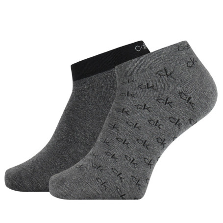 Chaussettes basses fantaisie anthracite à logo...