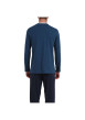 Thumbnail Ensemble pyjama long en coton biologique bleu ciel à coupe droite et pantalon uni à cordon de serrage blanc - Image 3
