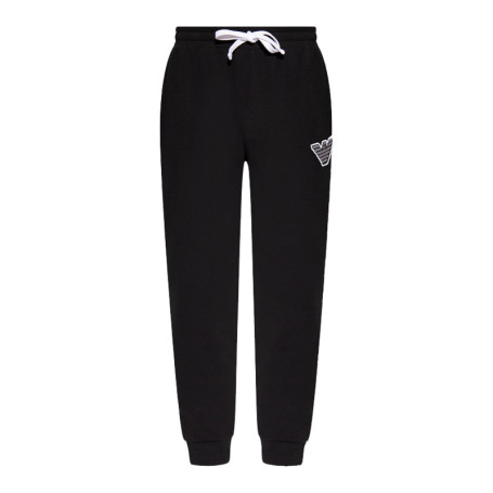 Pantalon jogging noir en coton uni avec gros...