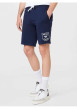 Thumbnail Short de jogging 2 poches marine uni en coton mélangé avec logo blanc - Image 2