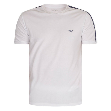 T-shirt blanc en coton uni avec logo floqué...