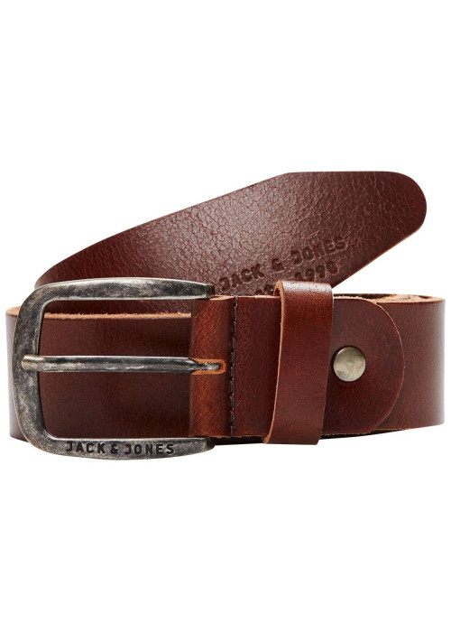 Ceinture Paul en cuir marron unie avec boucle carrée en métal