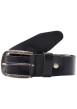 Thumbnail Ceinture Paul en cuir noire unie avec nom de la marque gravé sur la boucle
