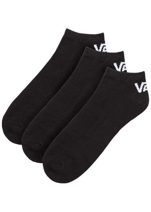 Lot de 3 paires de chaussettes basses noires en coton mélangé unies coupe courte avec nom de la marque imprimé