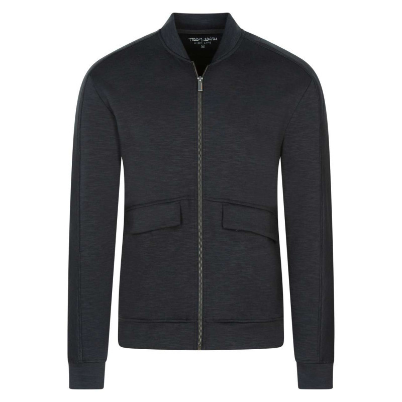 Teddy Smith - Veste Zippée Style Bombers Marine Chiné à Manches Longues - Marine