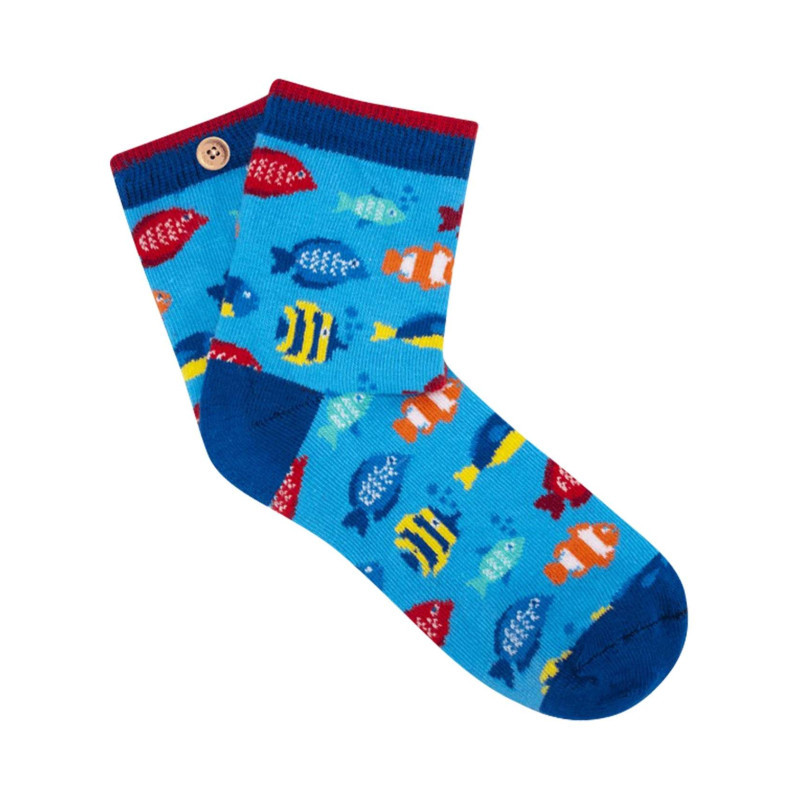 Cabaia - Chaussettes Hautes Bleues Fantaisie Avec Une Coupe Mi-haute Et Un Motif Poissons - Bleue