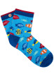 Thumbnail Chaussettes hautes bleues fantaisie avec une coupe mi-haute et un motif poissons