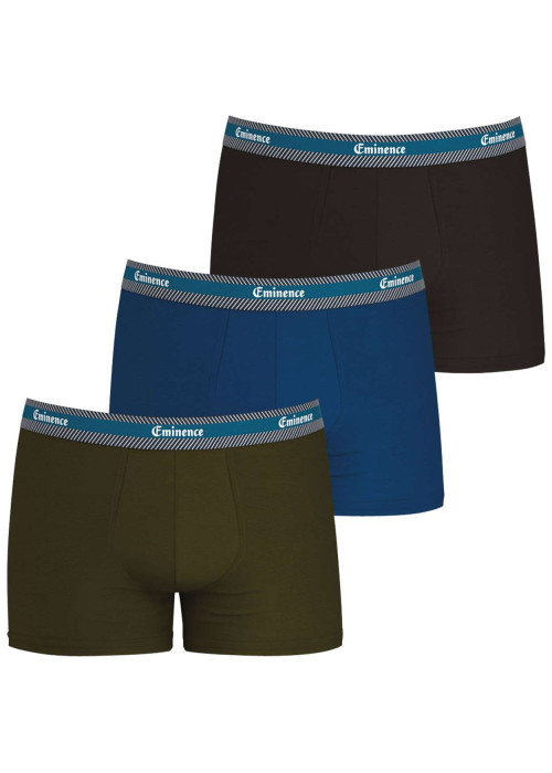 Lot de 3 Boxers en coton multicolores unis avec une coupe fermée