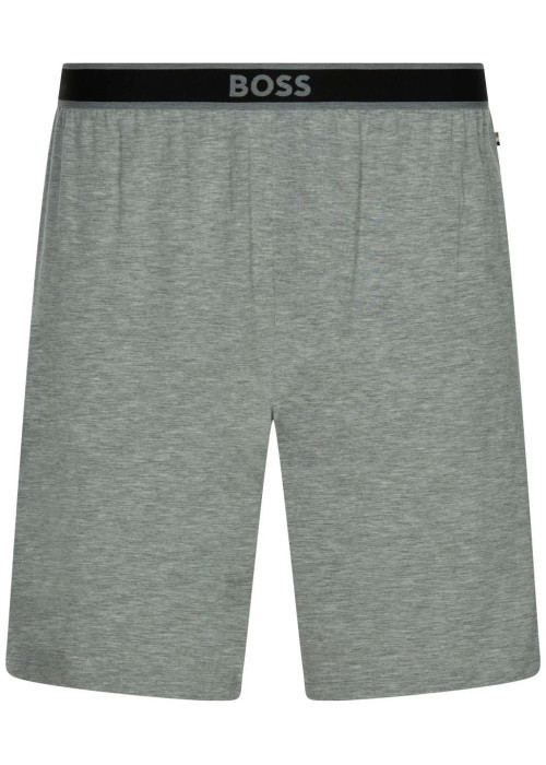 Short de pyjama gris uni coupe droite fluide avec taille élastiquée