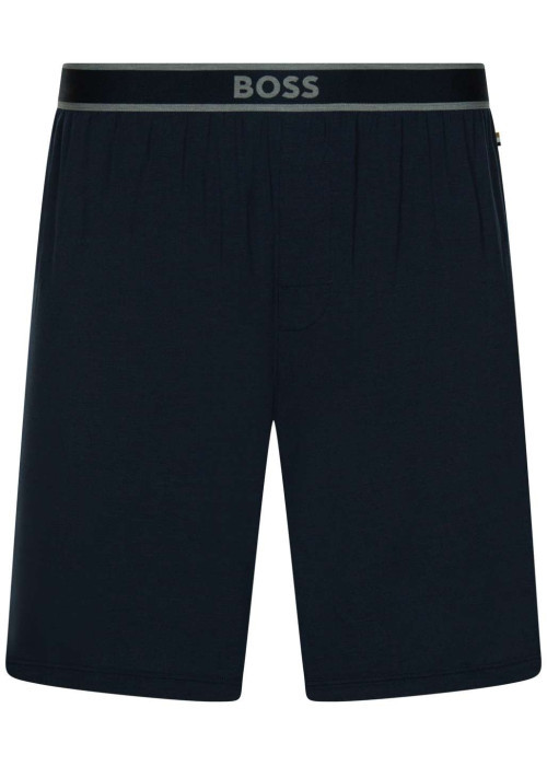 Short de pyjama marine uni coupe droite fluide avec taille élastiquée