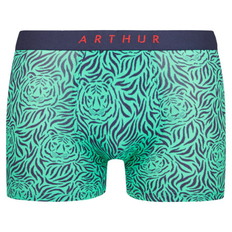 Boxer vert en coton fantaisie avec motif tigres