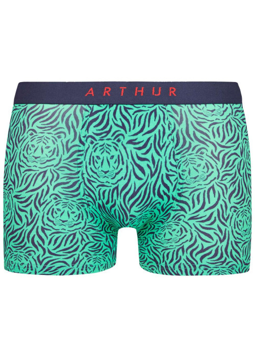 Boxer vert en coton fantaisie avec motif tigres