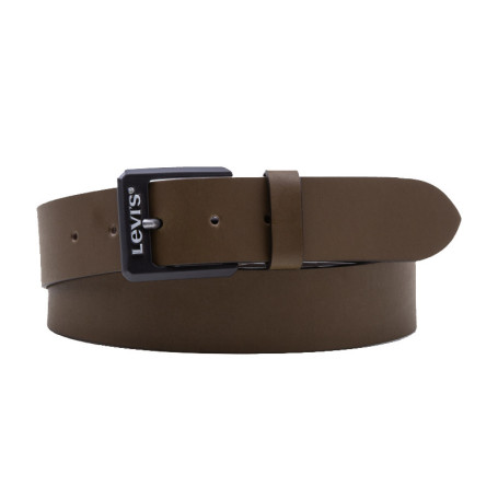 Ceinture en cuir marron uni avec une boucle en...