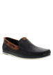 Thumbnail Mocassins à talon plat marine en cuir avec surpiqûres bleues à l'avant - Image 2