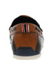 Thumbnail Mocassins à talon plat marine en cuir avec surpiqûres bleues à l'avant - Image 4
