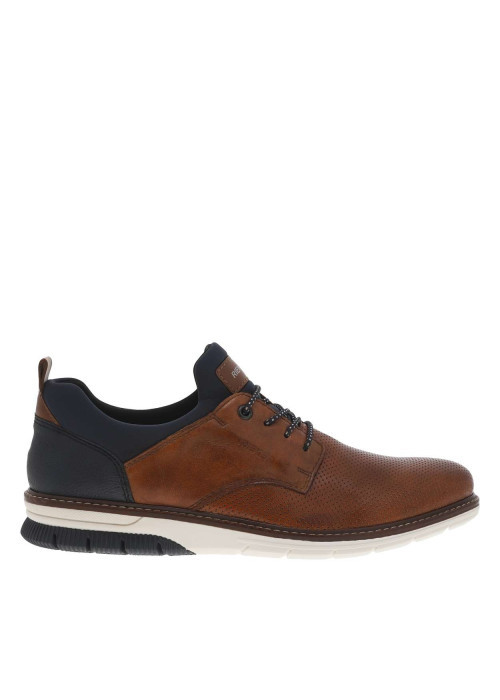 Baskets basses style derbies noisette avec des lacets ronds marron et blancs