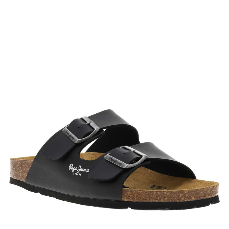 Pepe Jeans - Mules Noires Avec Talon Plat à Double Boucle à Ardillon - Noir Pepe Jeans - Mules Noires Avec Talon Plat à Double Boucle à Ardillon - Noir