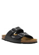 Thumbnail Mules noires avec talon plat à double boucle à ardillon - Image 2