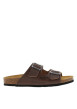 Thumbnail Mules marron avec talon plat à double boucle à ardillon