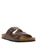 Thumbnail Mules marron avec talon plat à double boucle à ardillon - Image 2