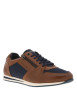 Thumbnail Baskets basses en cuir marrons avec talon plat et lacets plats marine - Image 2
