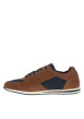 Thumbnail Baskets basses en cuir marrons avec talon plat et lacets plats marine - Image 3